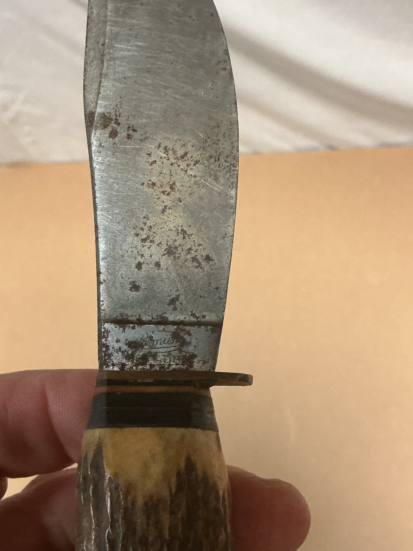 Vintage Premier Brand Hunting Knife , Bone Handle
