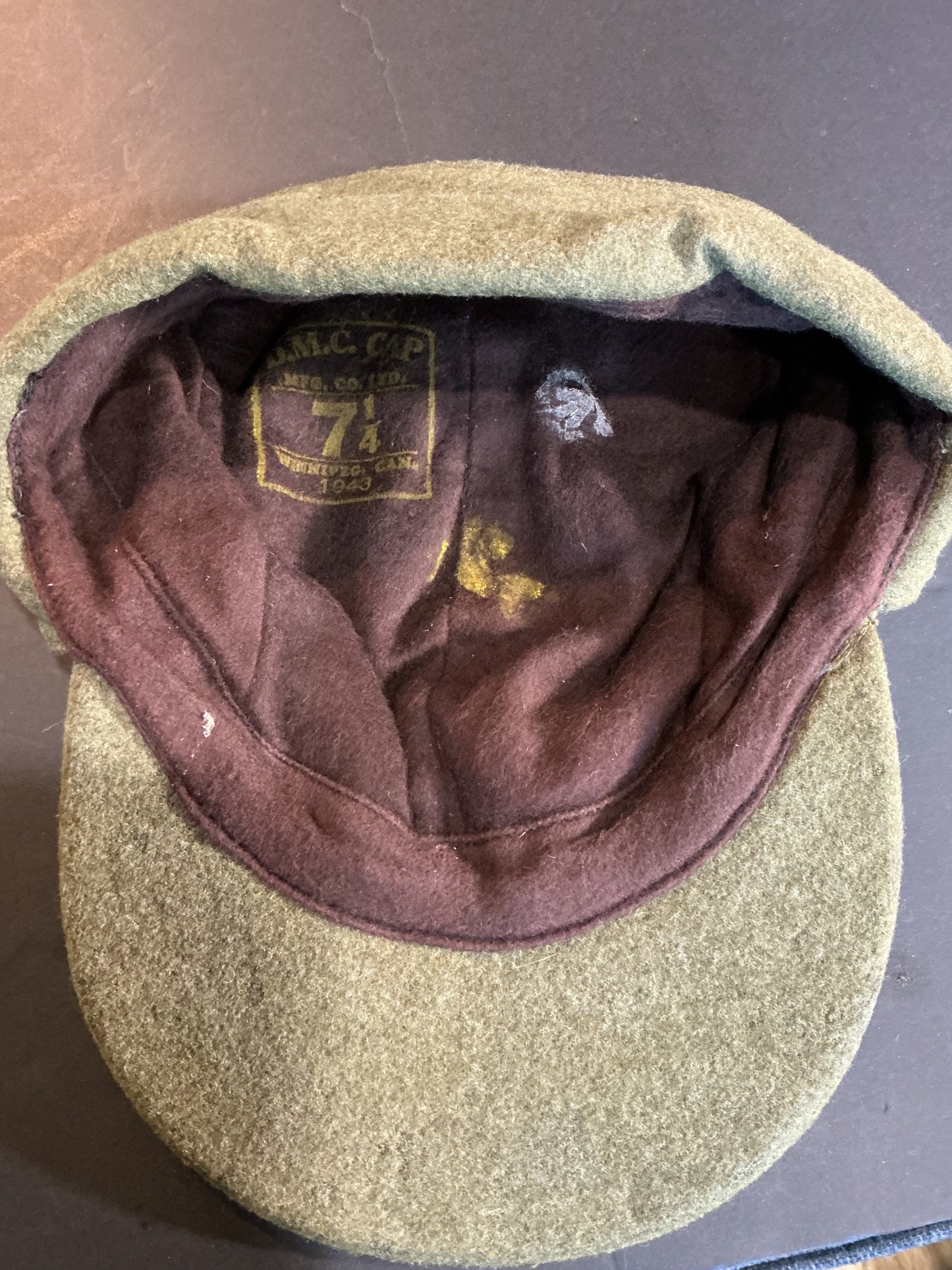1943 Dated Winter Cap with Royal Canadian Engineers Badge