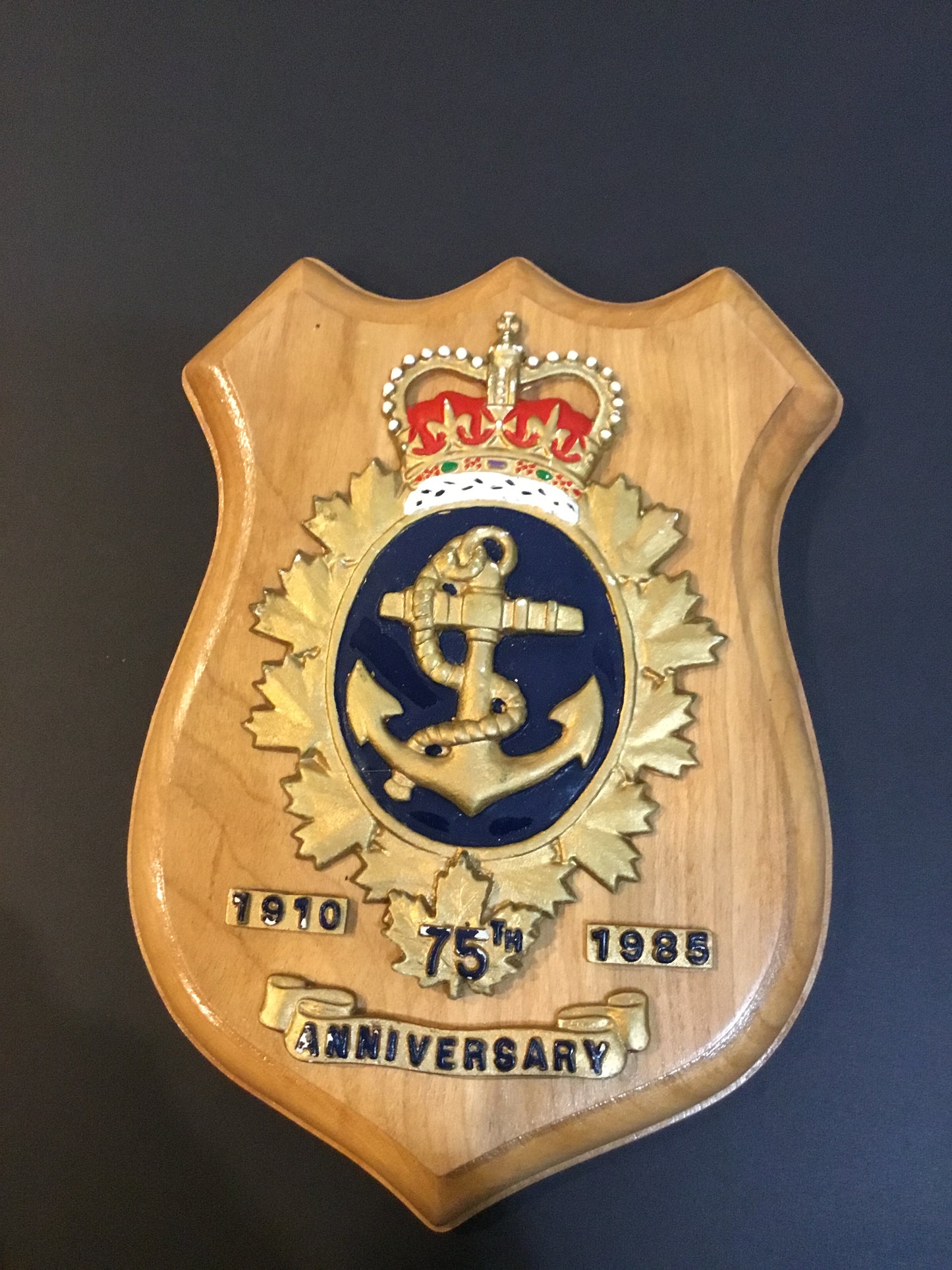 Canadian Navy 75 Anniversary plaque 1910 to 1985