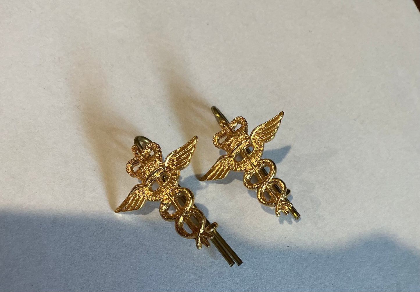 Pair Royal Air Force RAF Medical Services Corps Collar Badges