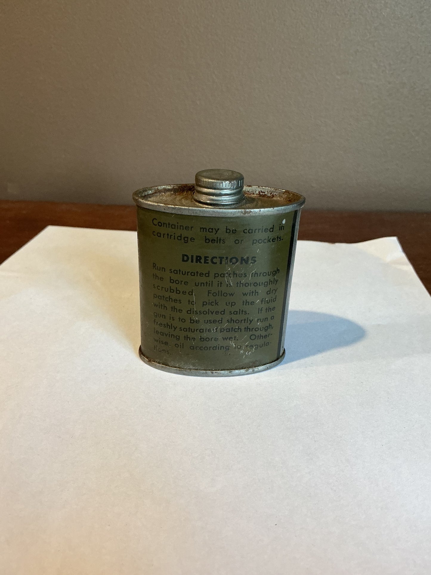 Early 2oz Military Cleaner-Rifle Bore POISON Curran Corp Tin , half full of material