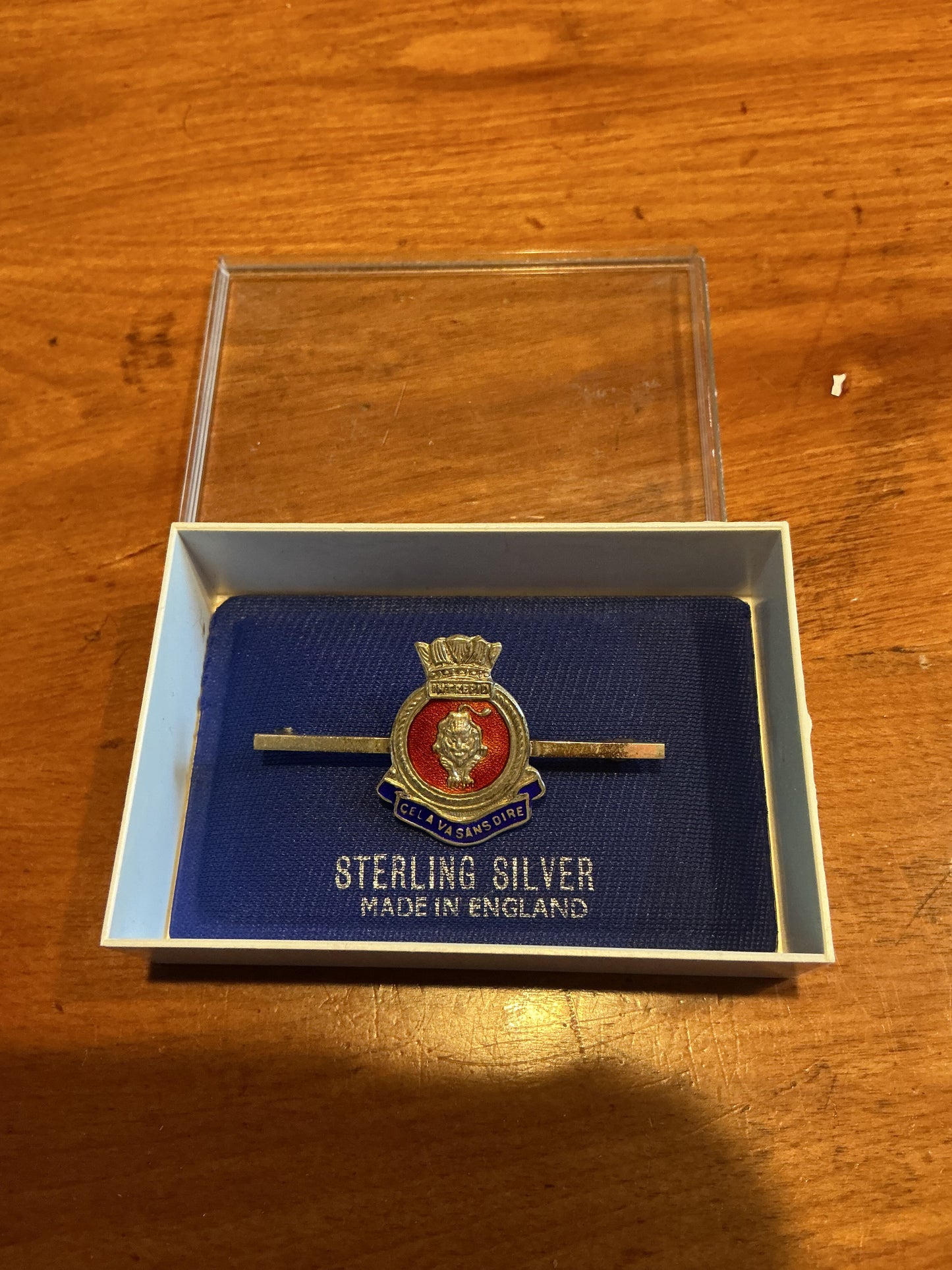 Original British Royal Navy HMS INTREPID Sterling Silver  pin