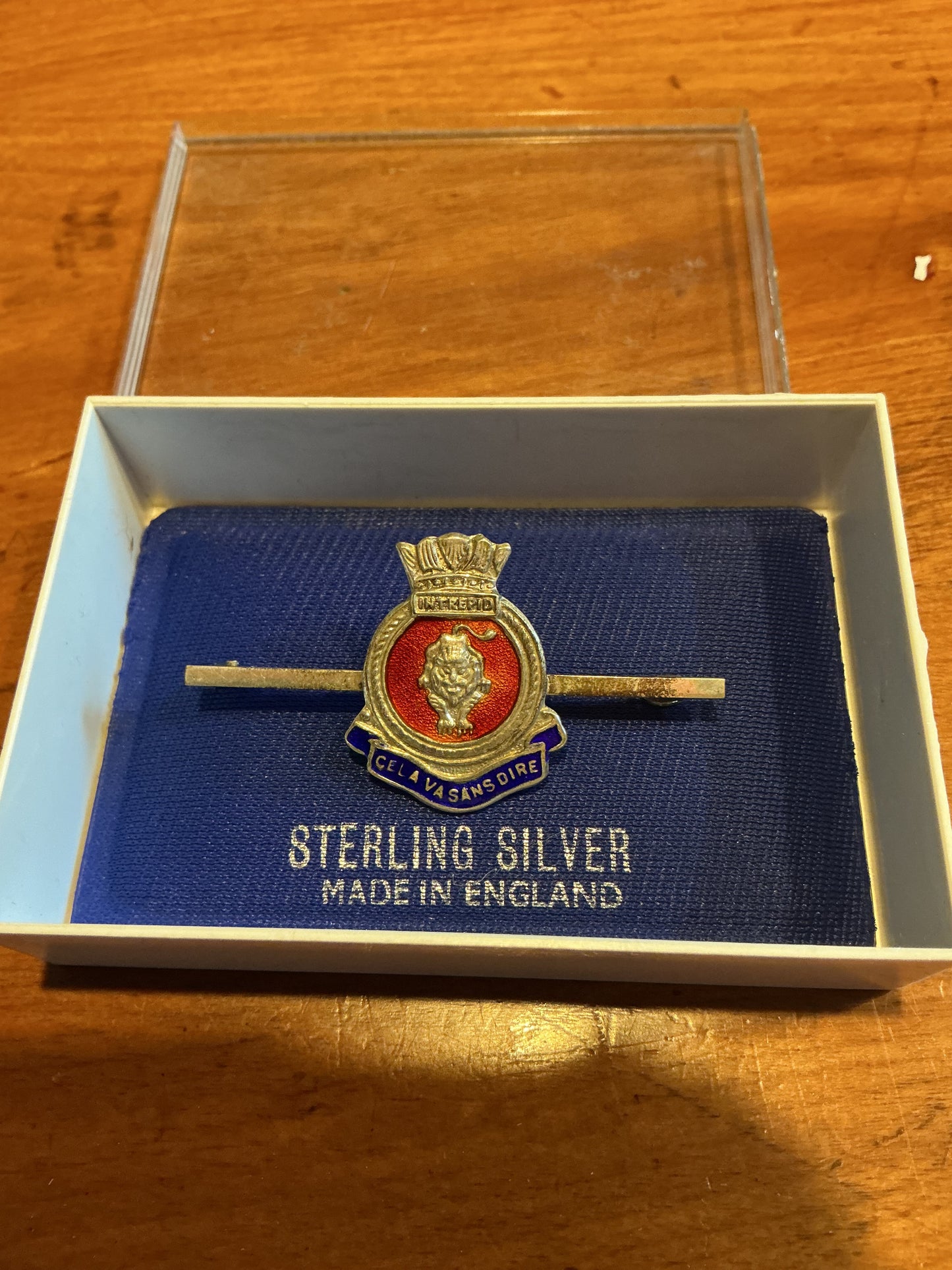 Original British Royal Navy HMS INTREPID Sterling Silver  pin