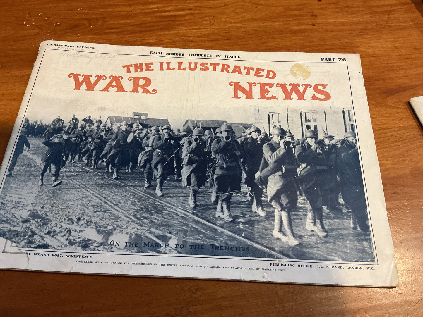 WWI "THE ILLUSTRATED WAR NEWS" MAGAZINE Jan 19 1916 ,part 76.