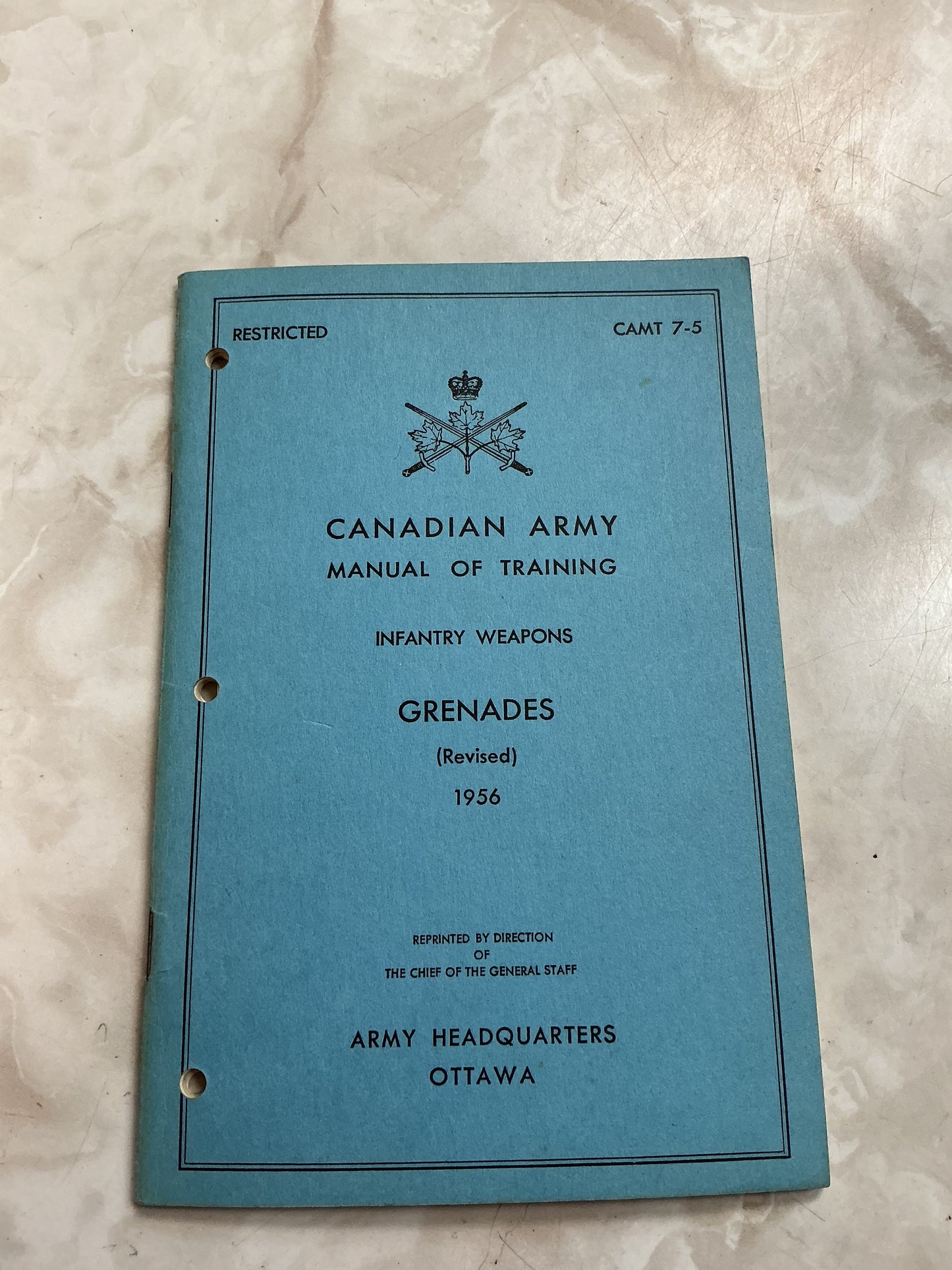 Canadian Army  manual training Infantry Weapons  grenades 1956