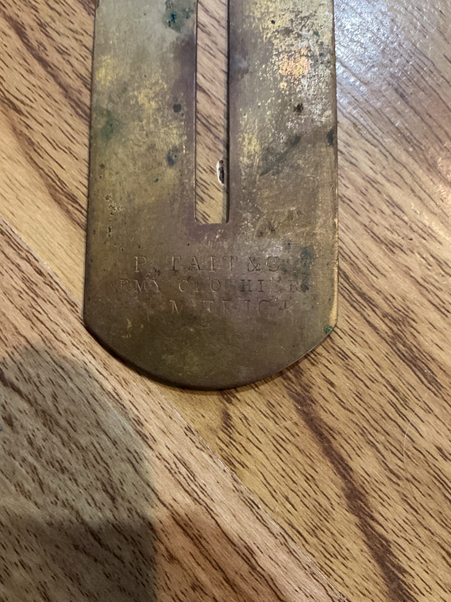 Early Brass Button Stick with Makers Stamp