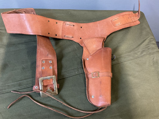 Leather Belt with Revolver Holster
