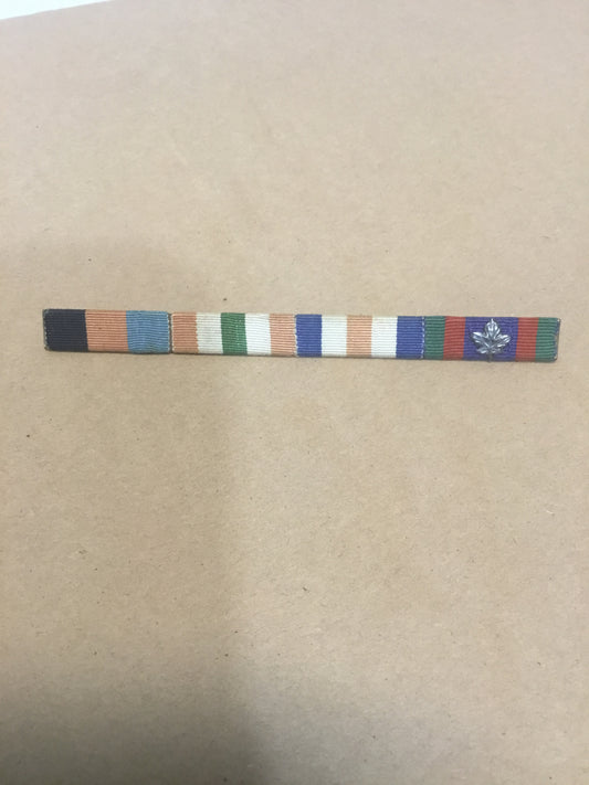 WW11 Canadian Ribbon Bar with Silver Maple leaf ,