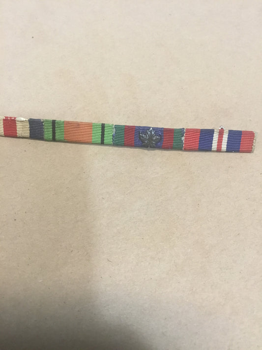 WW11 Canadian Ribbon Bar with Silver Mapleleaf