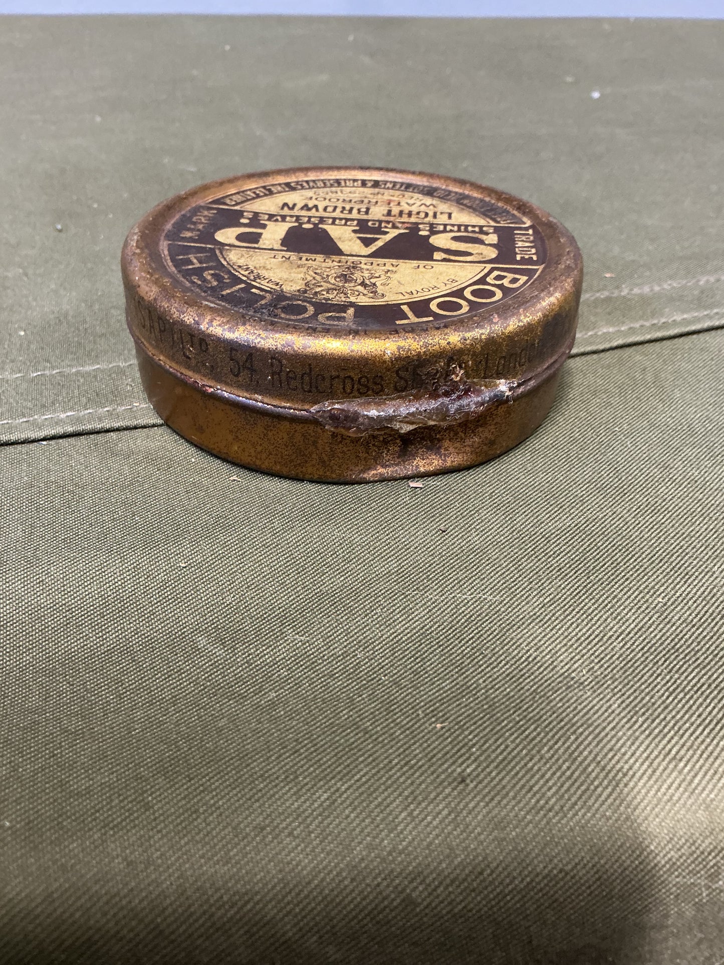 Early S.A.P. Boot Polish Tin made in London