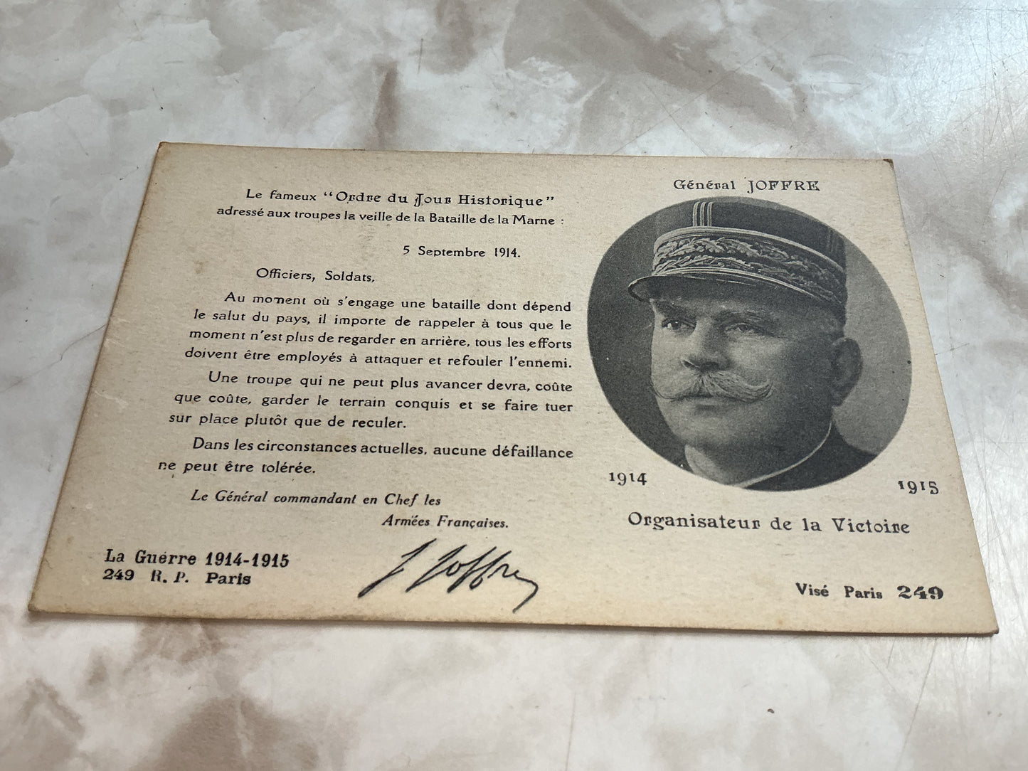 French General Joffre (rallying his troops in a Speech) Postcard