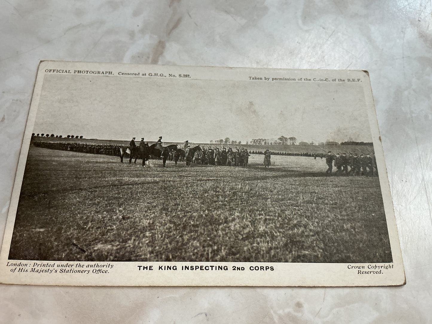 King Inspecting 2nd Corps , Official Photograph  POSTCARD