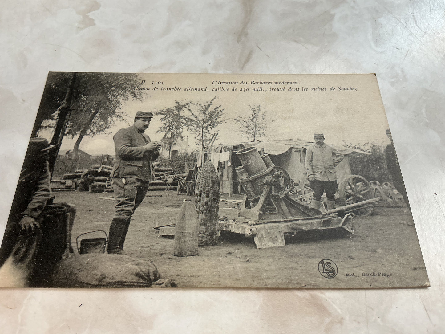 First War French Postcard showing German Trench Mortar