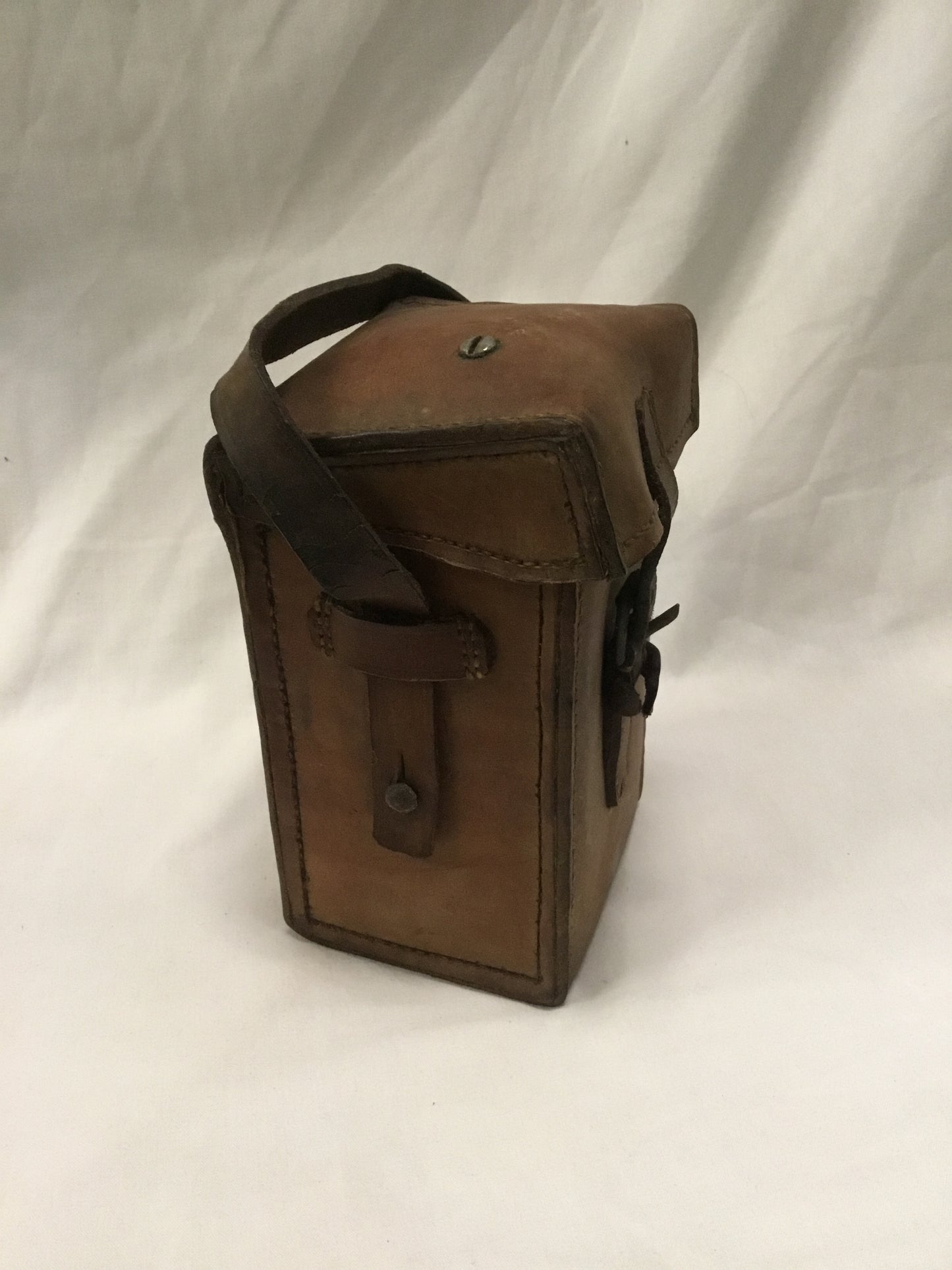 Early Leather Equipment Box with Handle