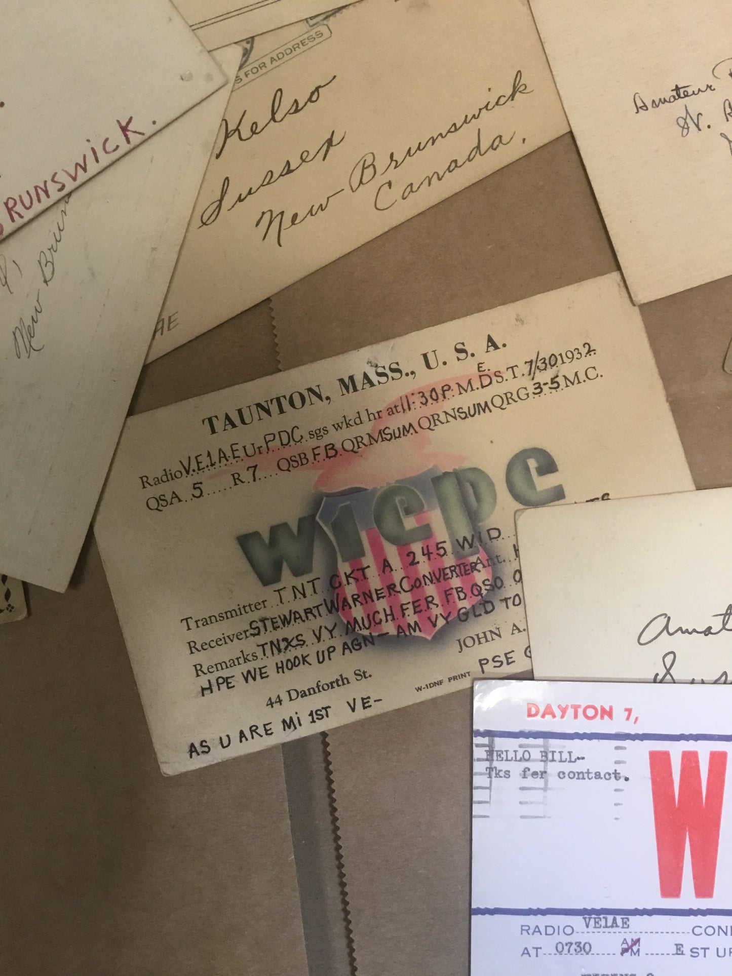 Lot of 50 1930s-40s Amateur Radio Carding Cards with Stamp