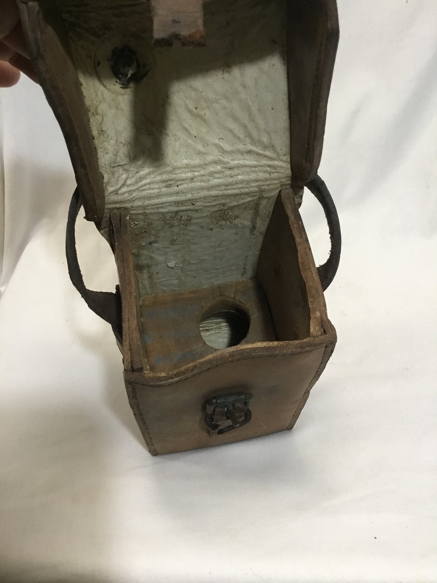 Early Leather Equipment Box with Handle