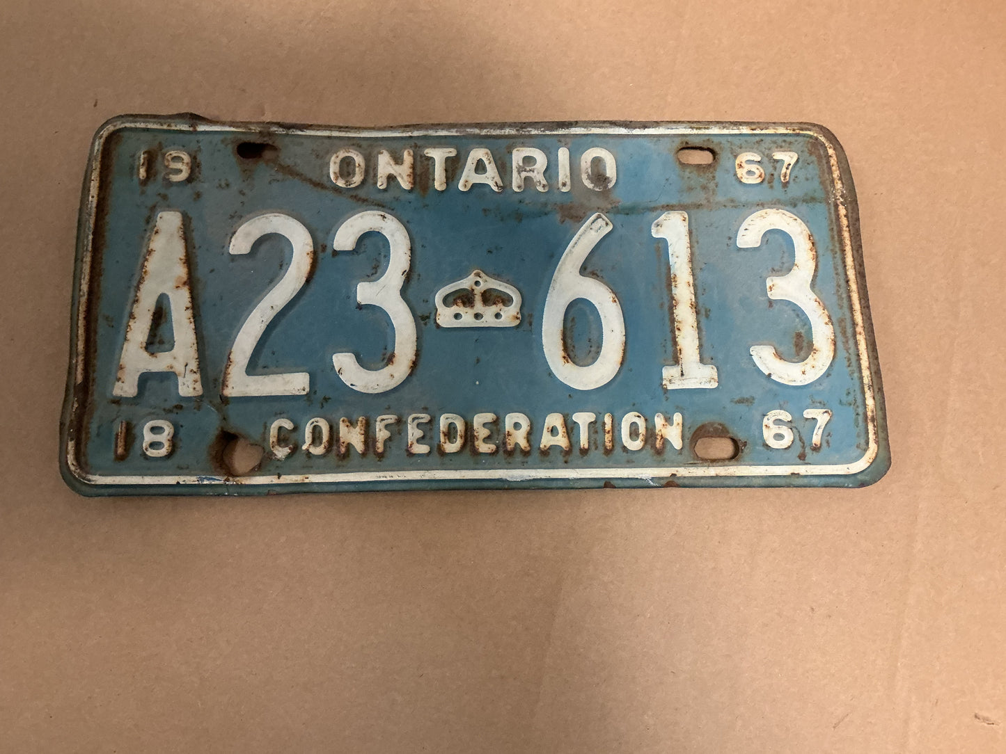 1967 Confederation  Ontario License Plate A23 613