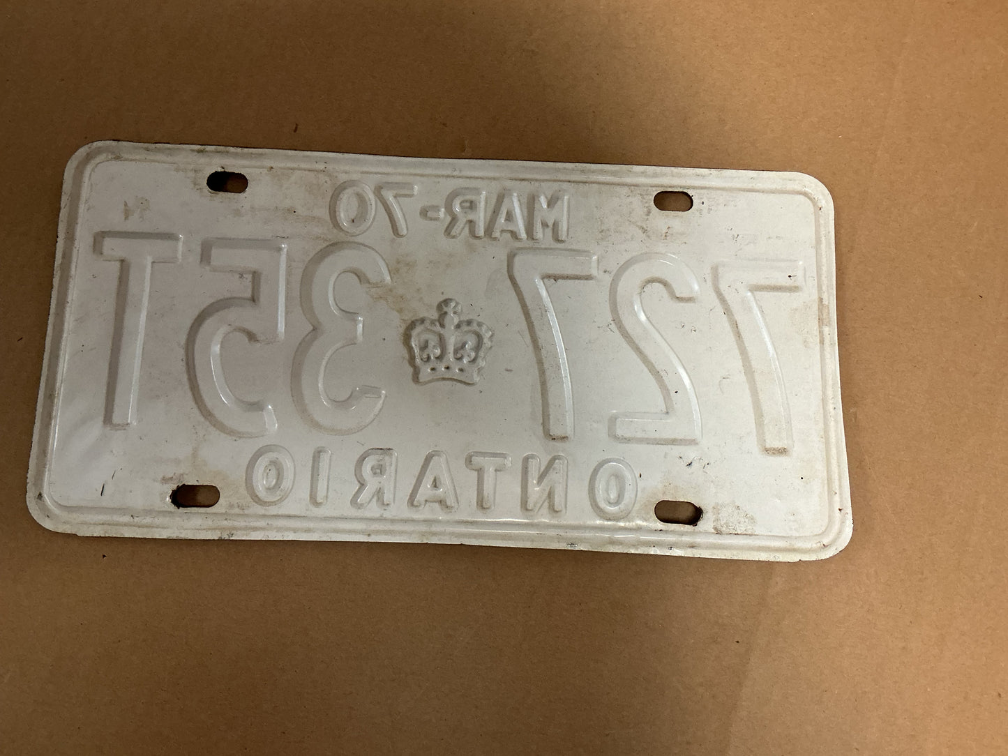 1970 Ontario License Plate 727 35T