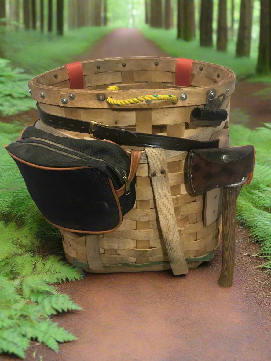 Vintage Canadian Made Trappers Basket  with carry straps