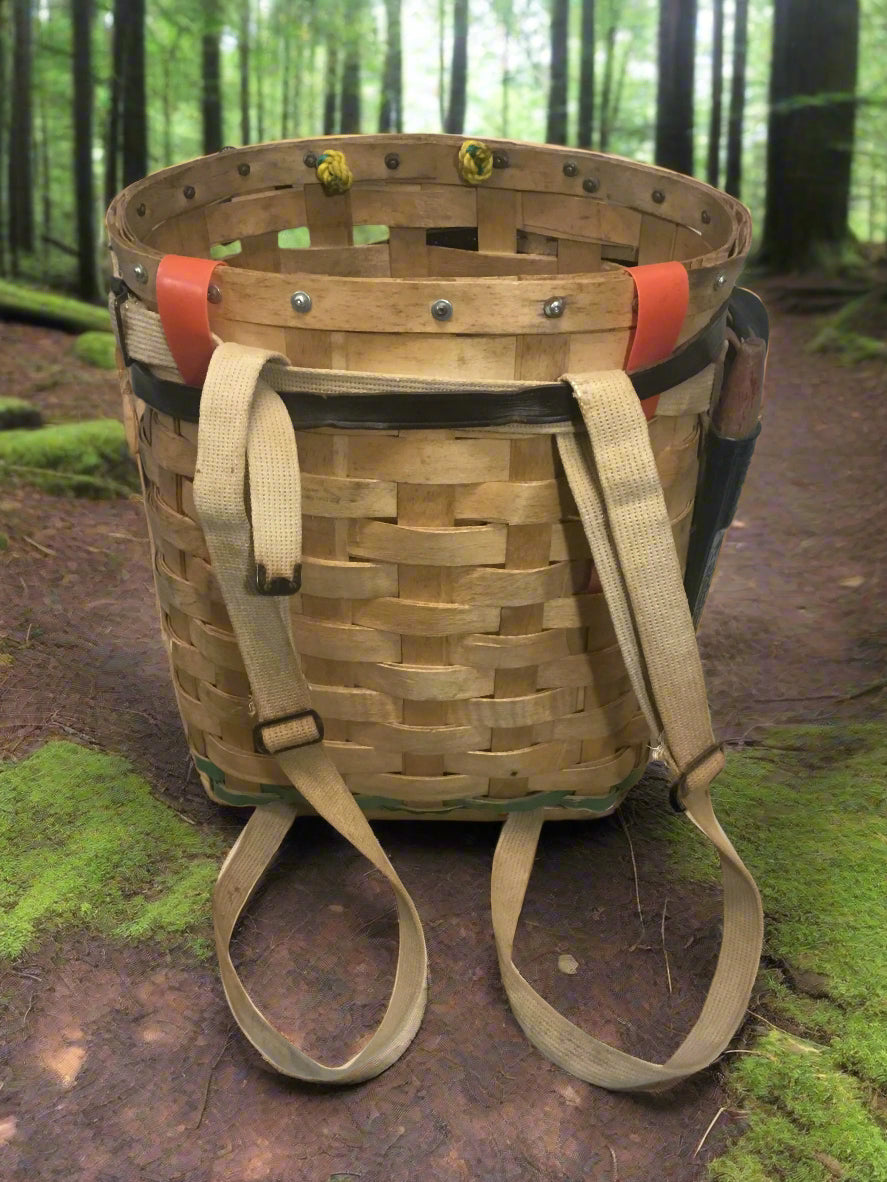 Vintage Canadian Made Trappers Basket  with carry straps