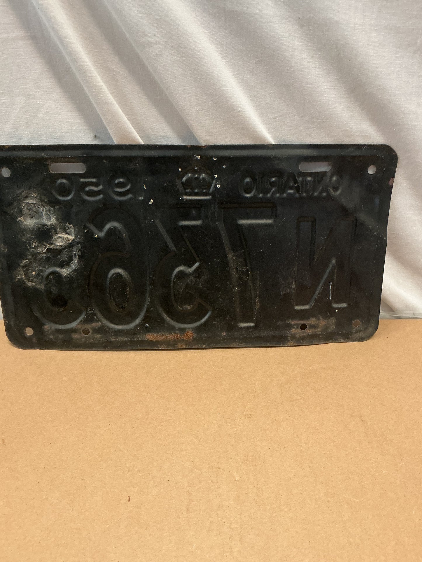 Vintage 1950 ONTARIO LICENSE PLATE- N 7365