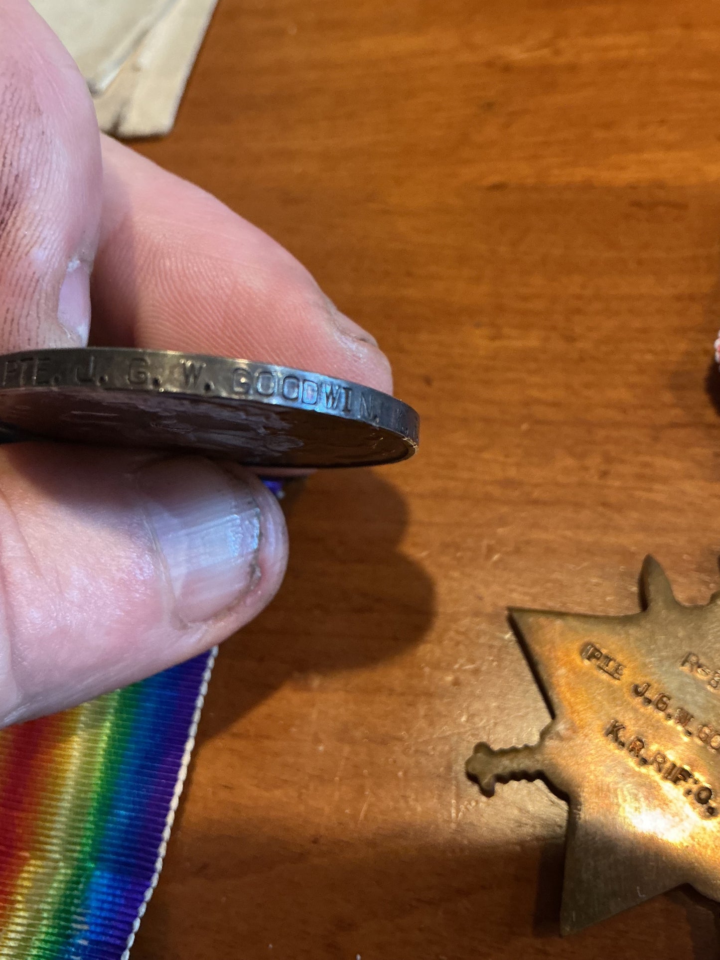Pair Of WWI British Medals Awarded To Private John George Goodwin, King's Royal Rifle Corps