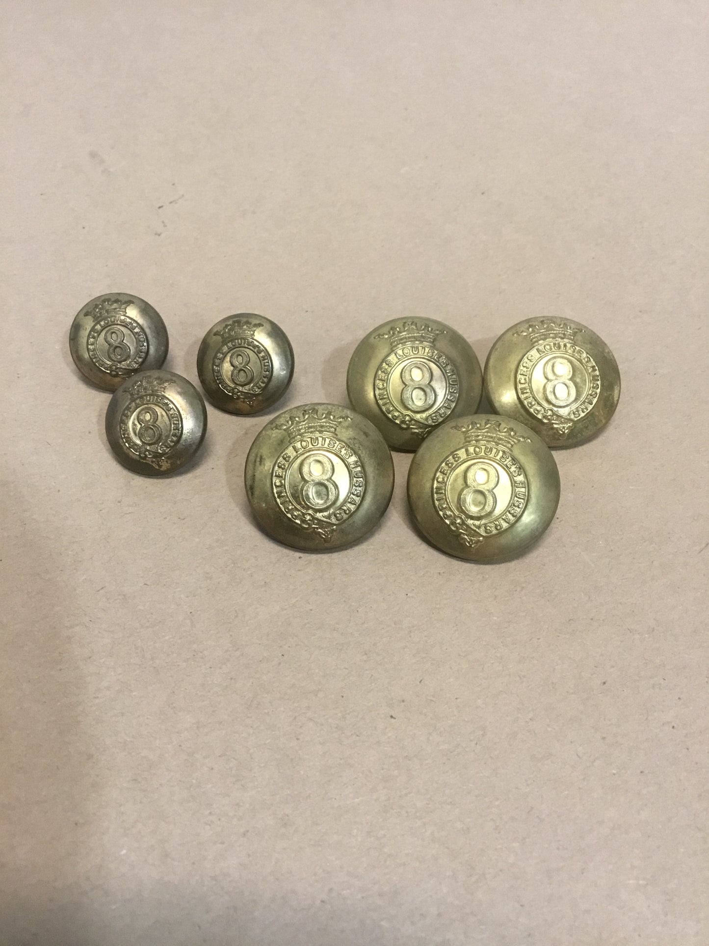 Lot of 7 Princess Louise, eighth hussars  buttons