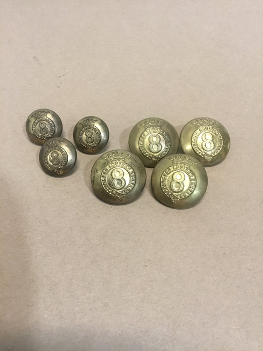 Lot of 7 Princess Louise, eighth hussars  buttons