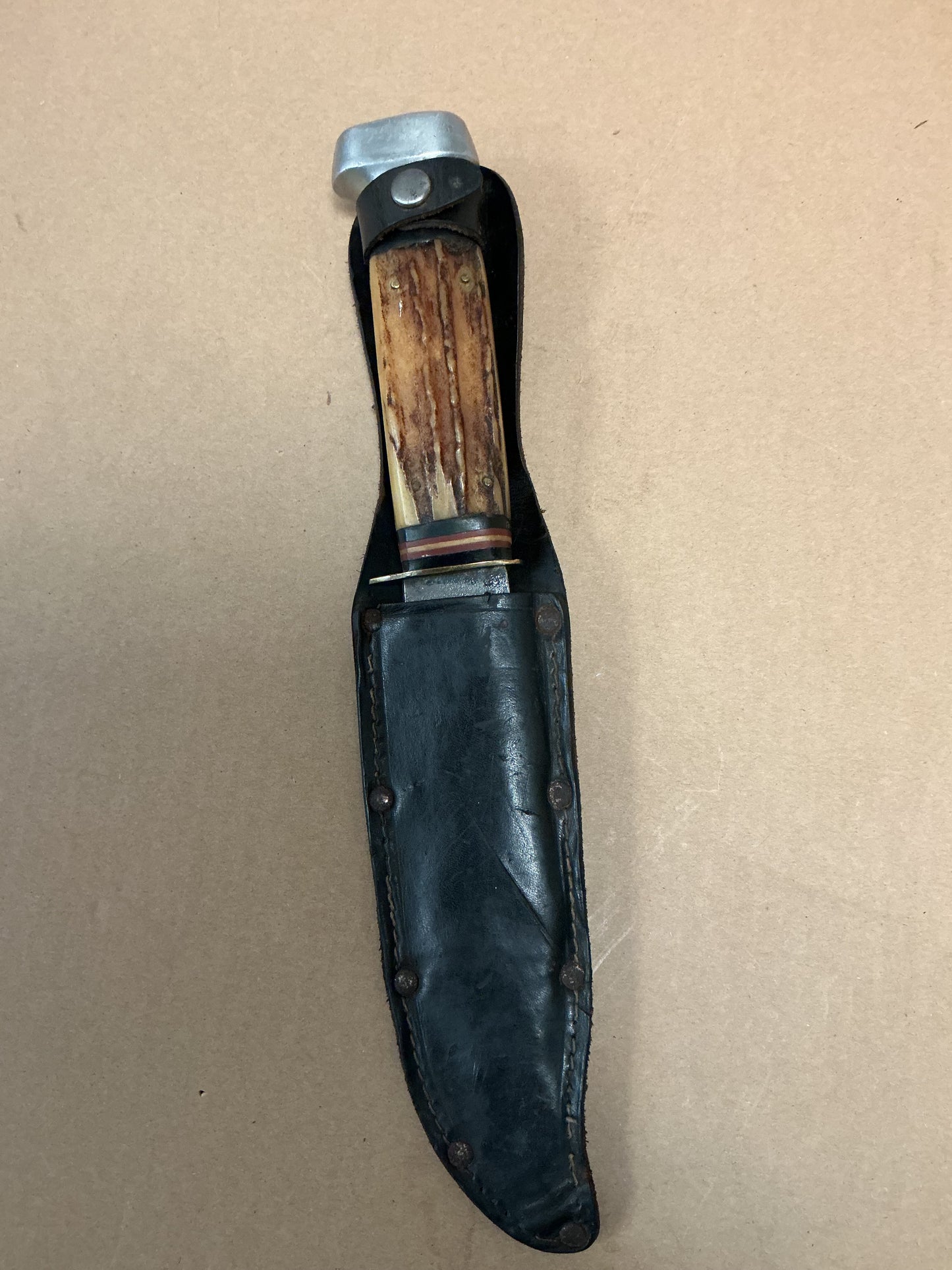 Large German made hunting Knife with leather Sheath