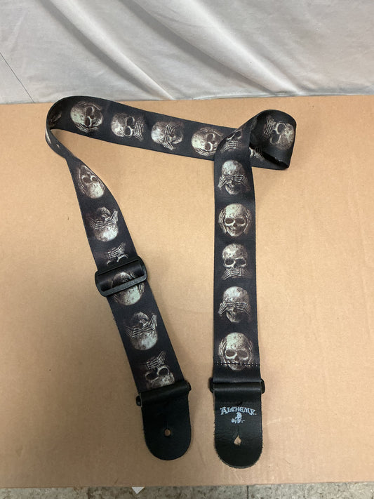 2-inch Woven Nylon Alchemy Guitar Strap - WITH SEE NO EVIL ;Skulls