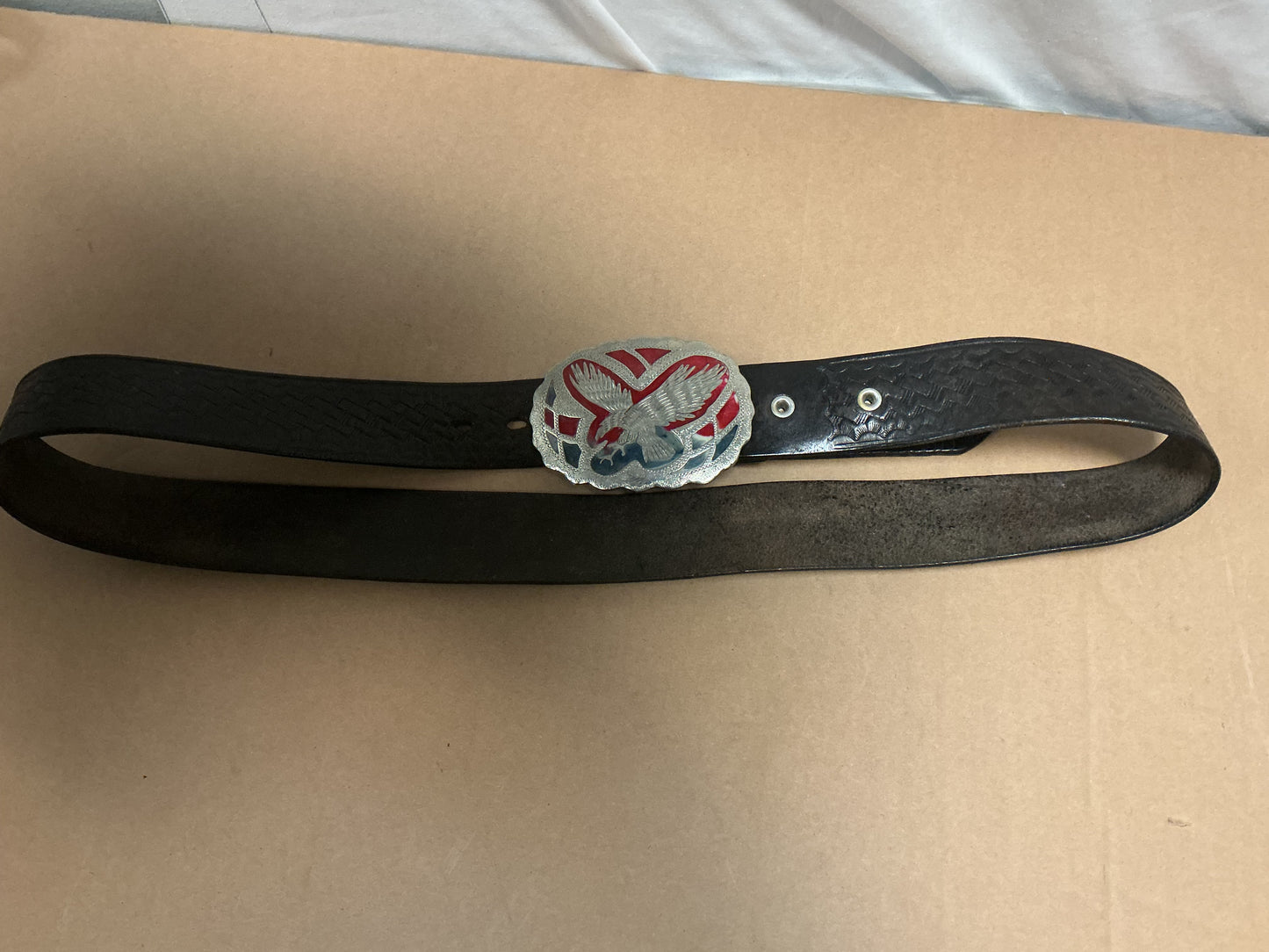 Vintage Eagle Belt Buckle and S&W  Belt ( German silver )