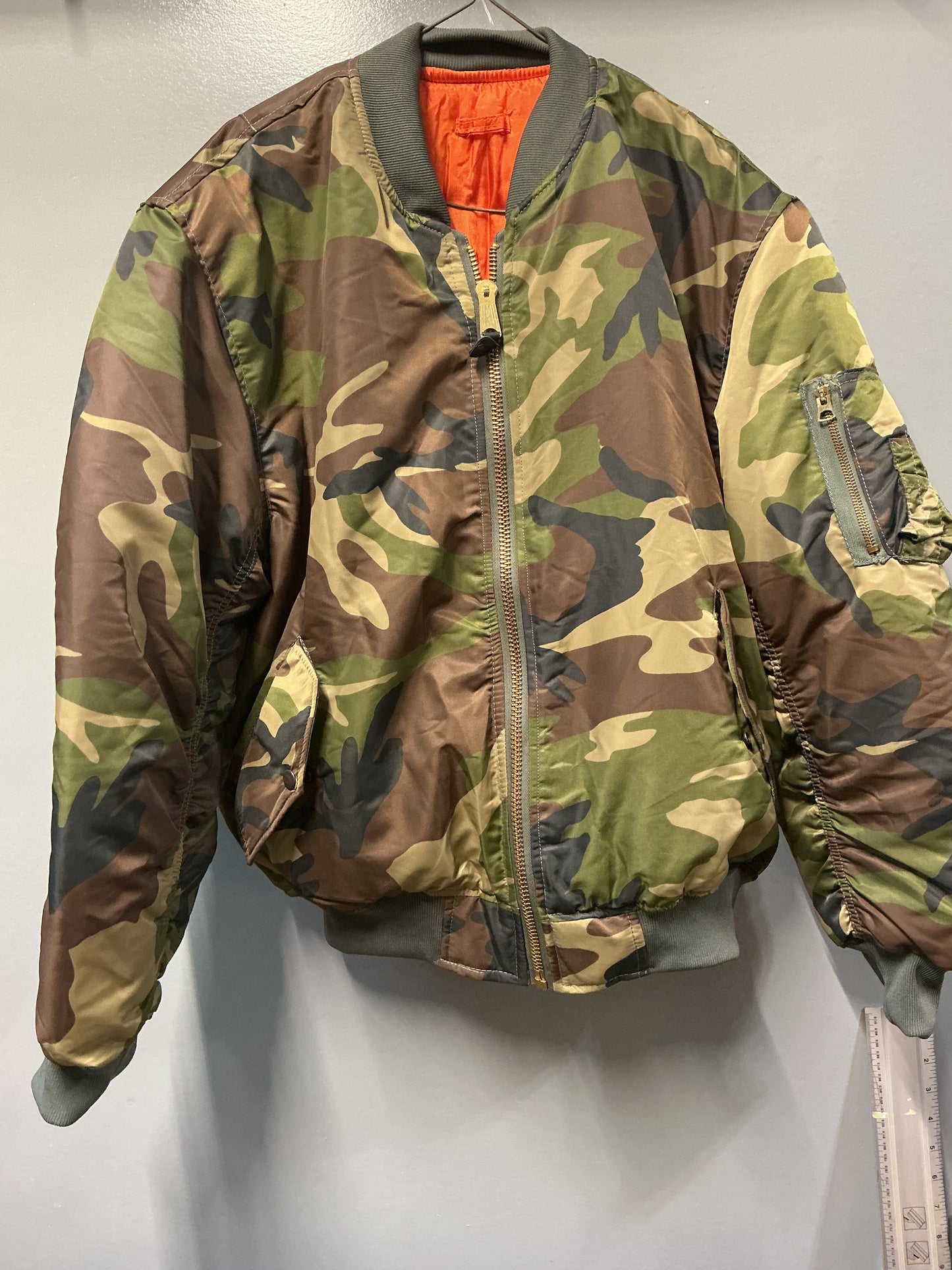Woodland Pattern MA1 style Bomber Jacket Large