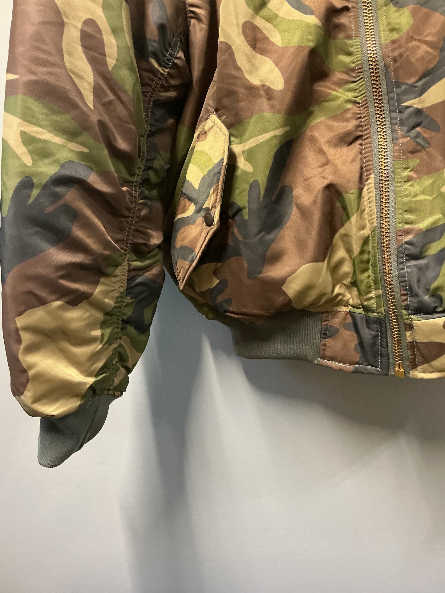 Woodland Pattern MA1 style Bomber Jacket Large