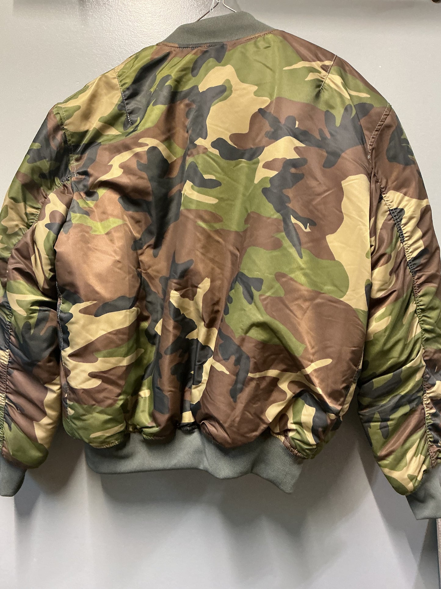 Woodland Pattern MA1 style Bomber Jacket Large