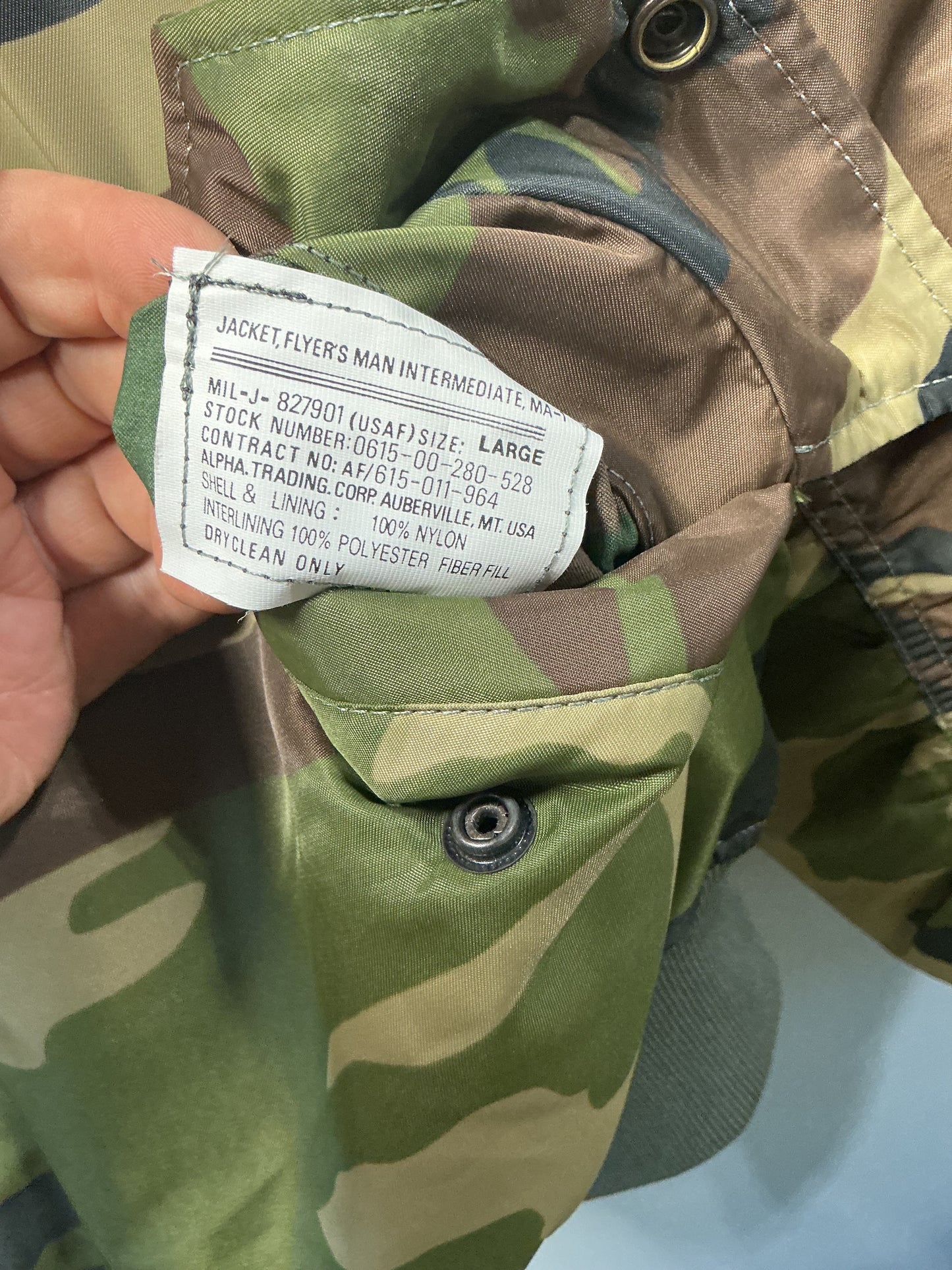 Woodland Pattern MA1 style Bomber Jacket Large
