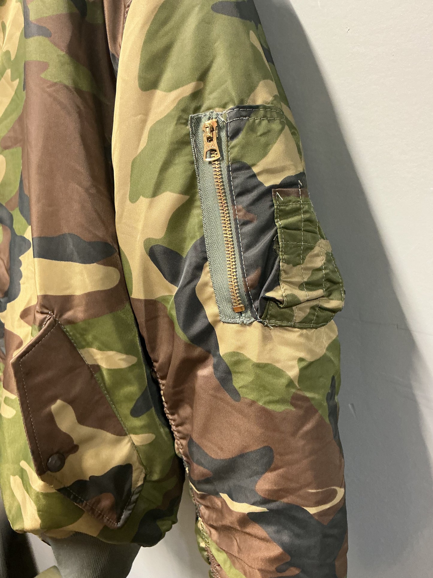 Woodland Pattern MA1 style Bomber Jacket Large