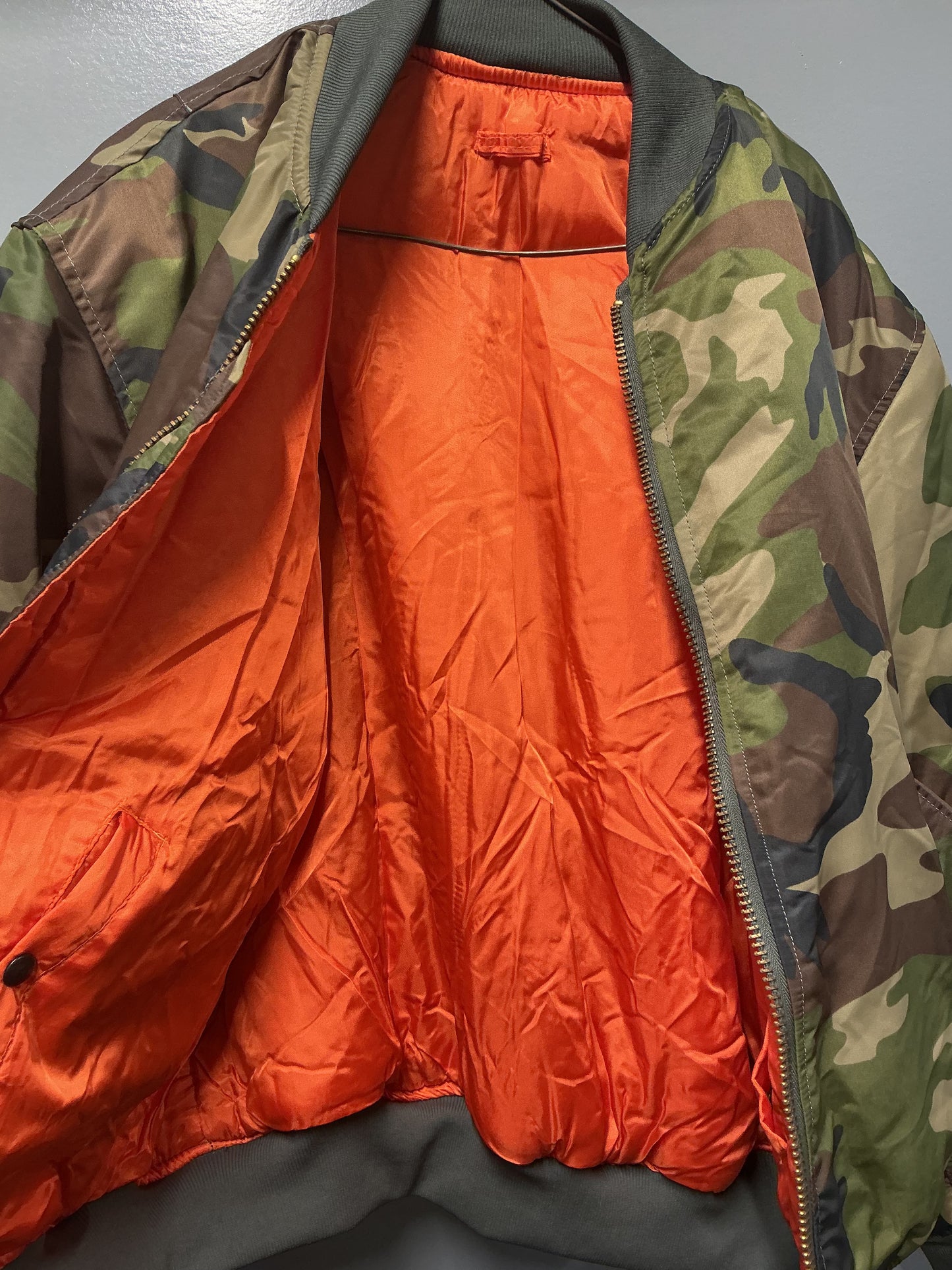 Woodland Pattern MA1 style Bomber Jacket Large