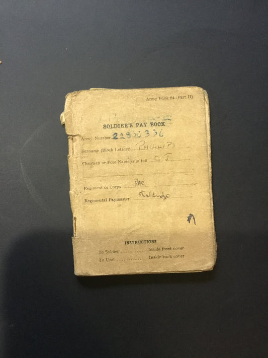 1950s British  Soldiers Pay Book C.J. Philips