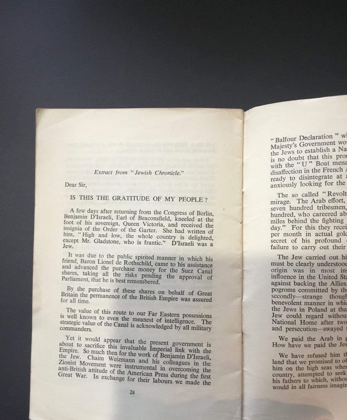 The Real Origin of the Balfour Declaration  . Booklet