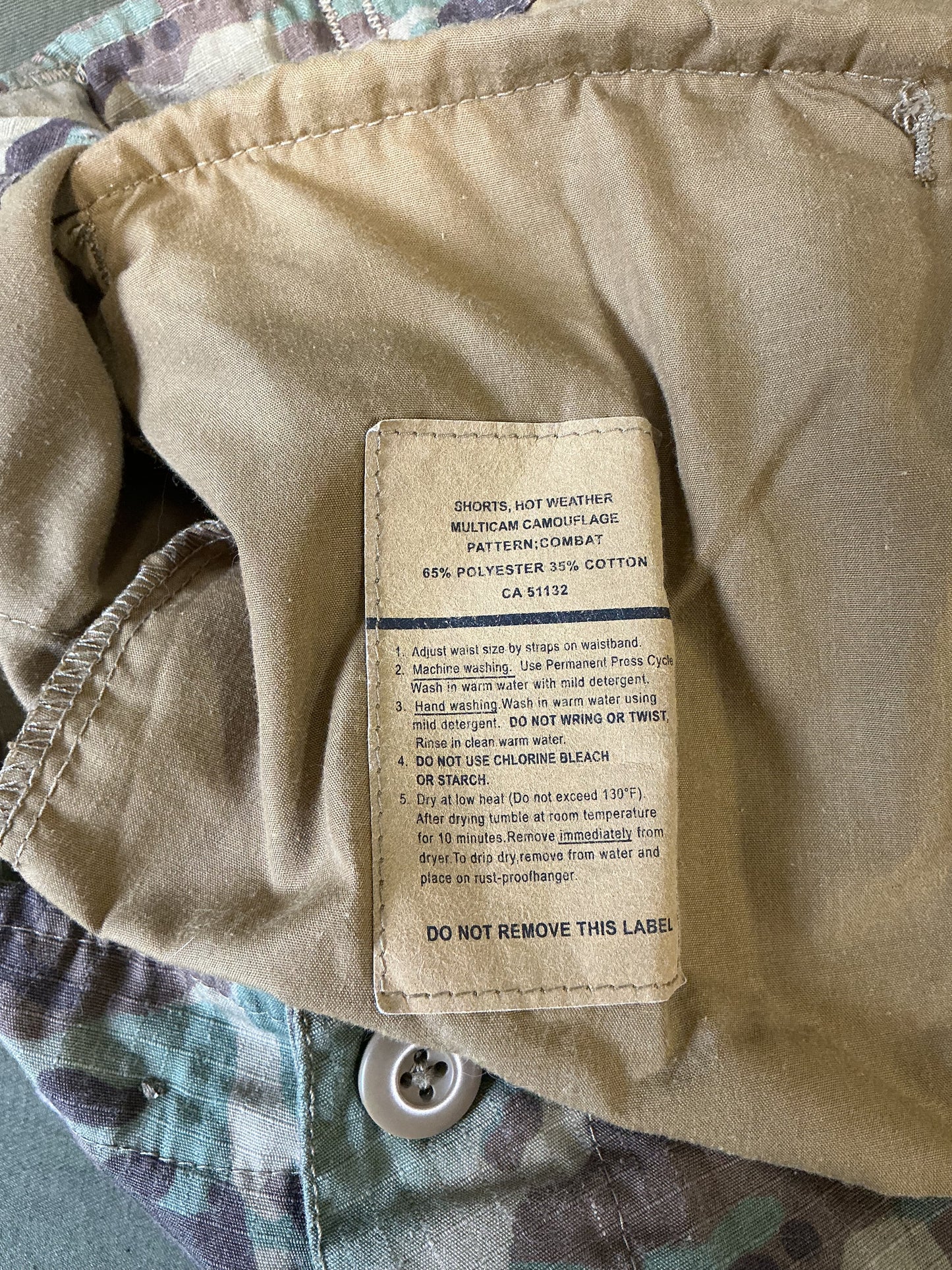 U.S. Military  Multicam  Pattern Hot Weather Shorts Medium