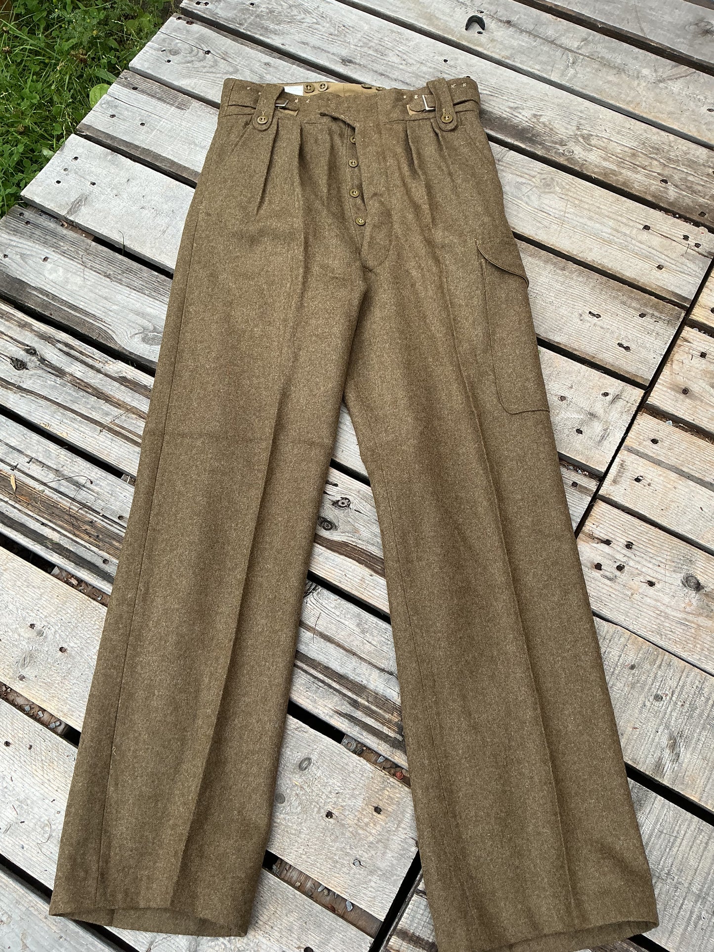 Post War British Wool Battledress Pants , 1949 pattern size 16 ,waist measures 33 inches with a long leg