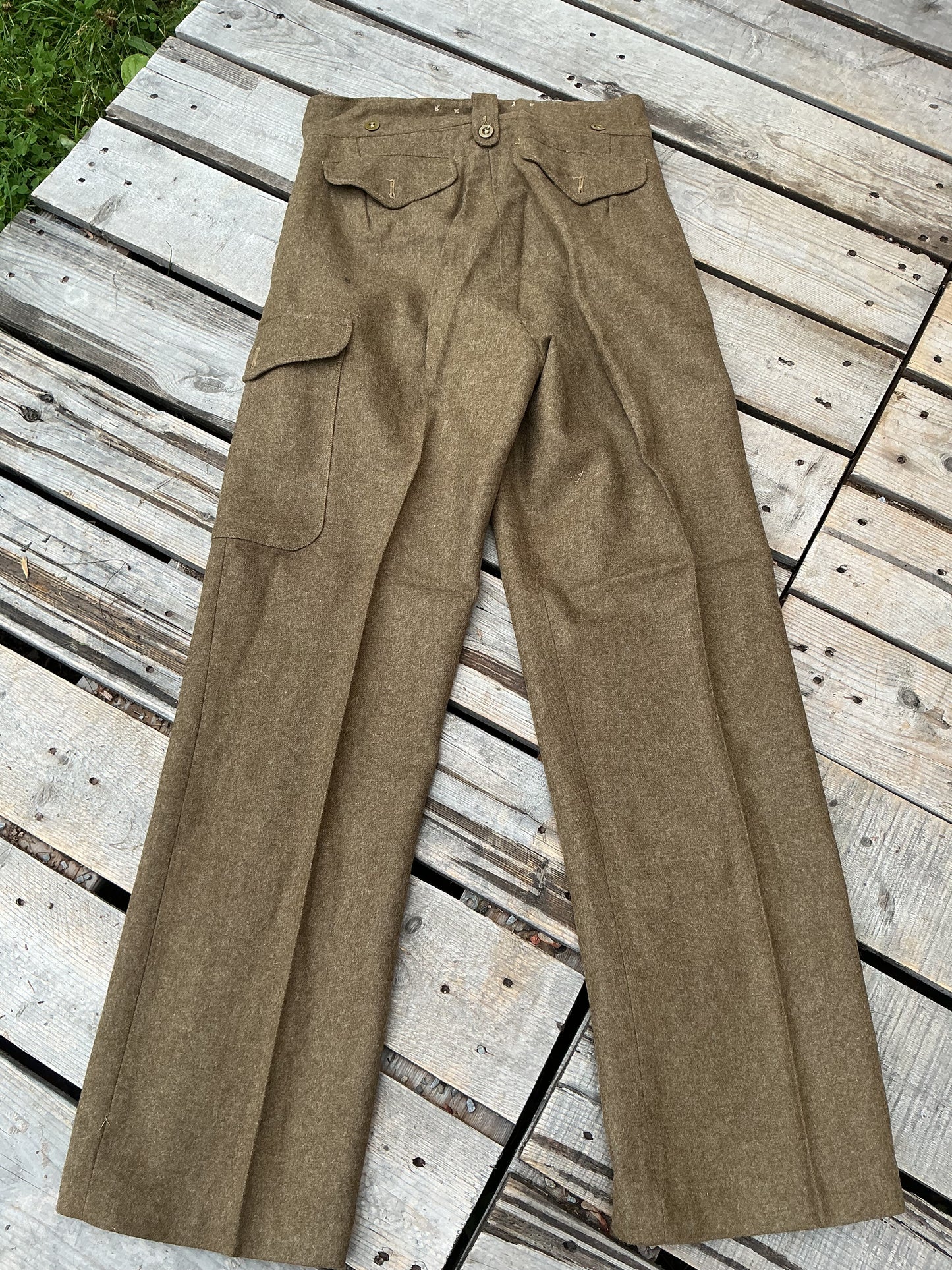 Post War British Wool Battledress Pants , 1949 pattern size 16 ,waist measures 33 inches with a long leg