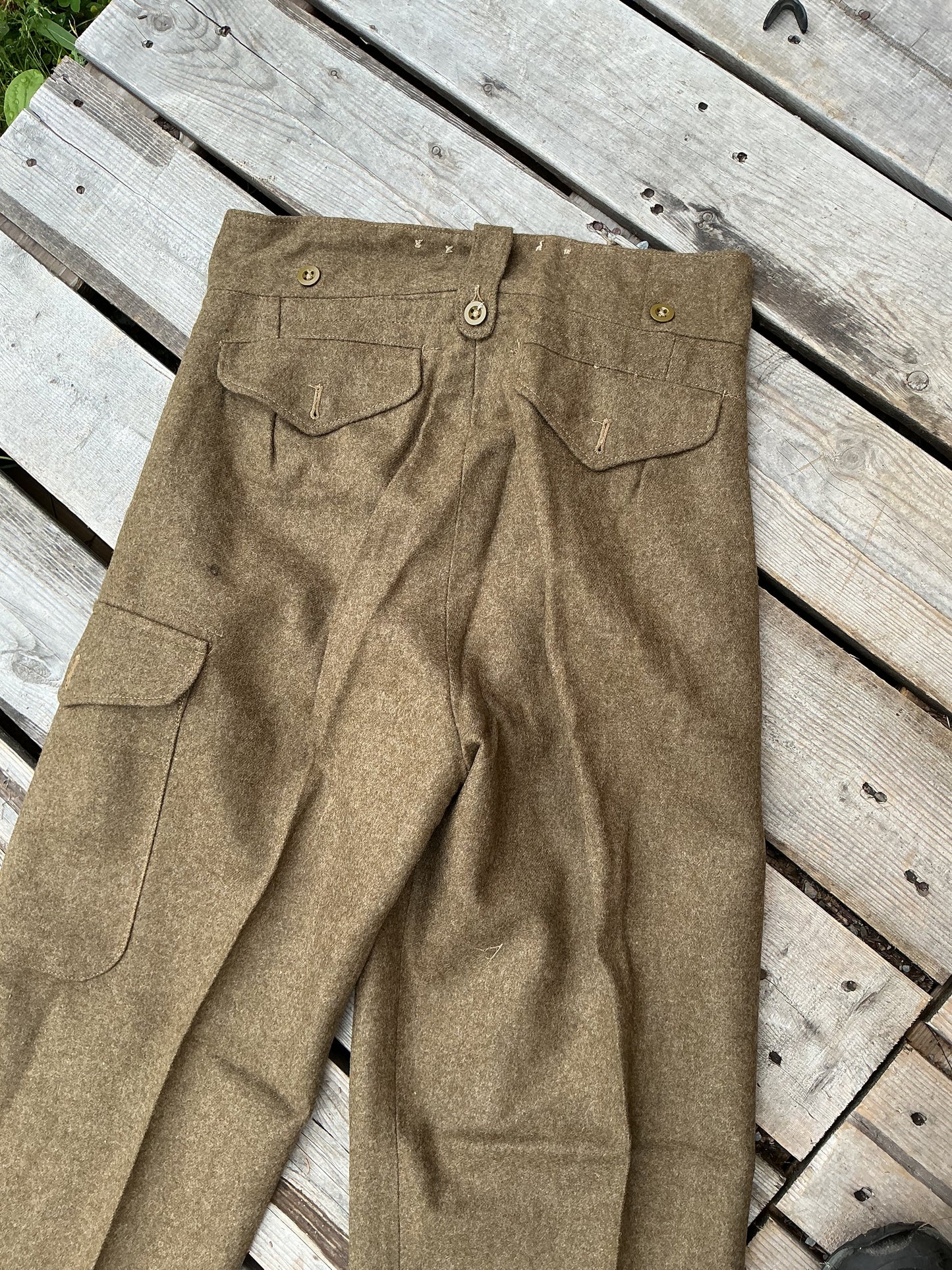 Post War British Wool Battledress Pants , 1949 pattern size 16 ,waist measures 33 inches with a long leg