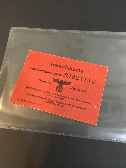WW11 German identification Card for Postal Savings Book