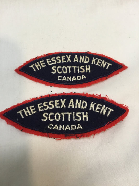 Pair of Essex and Kent Scottish Canada Shoulder Flashes/patches