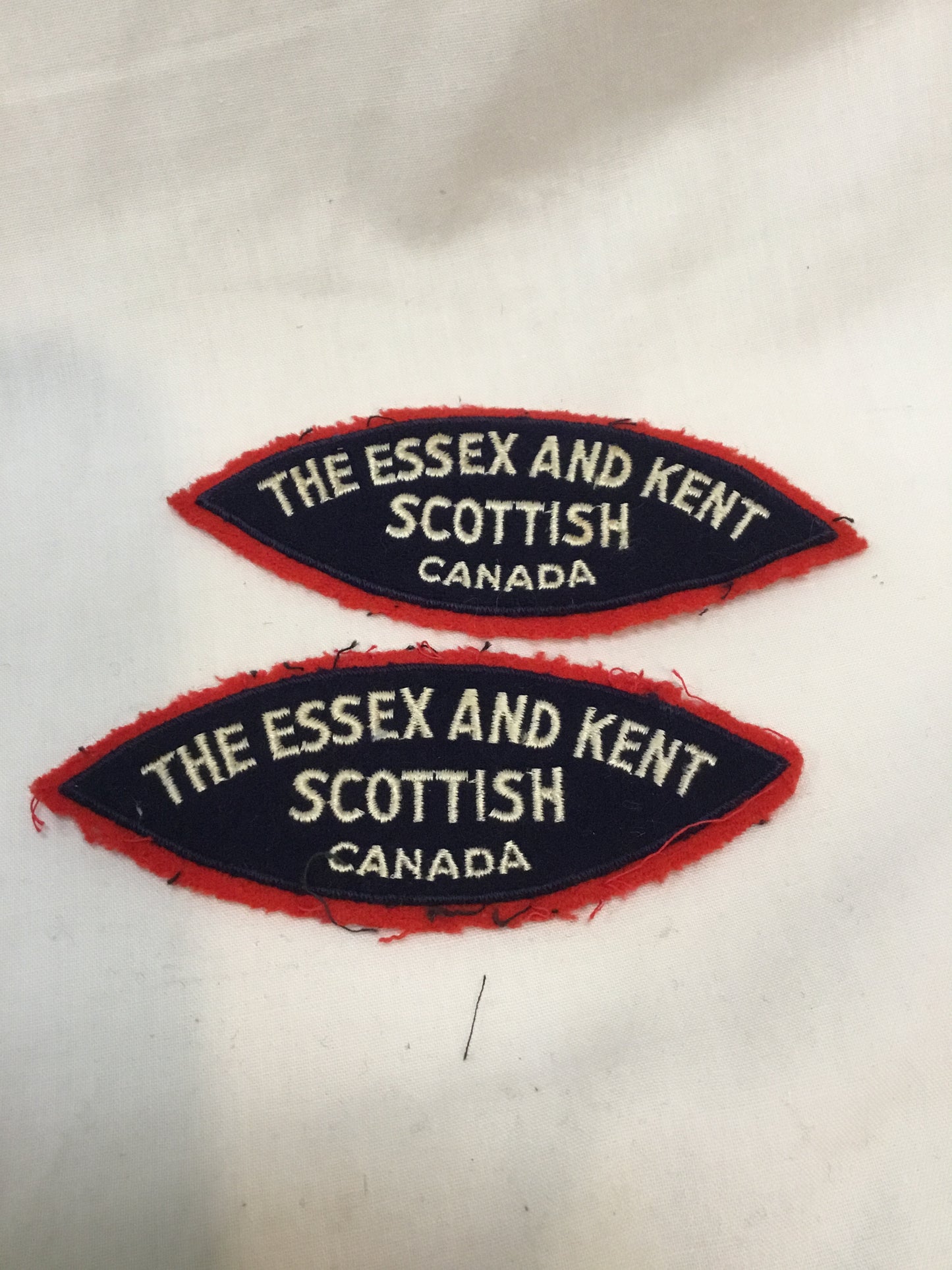 Pair of Essex and Kent Scottish Canada Shoulder Flashes/patches