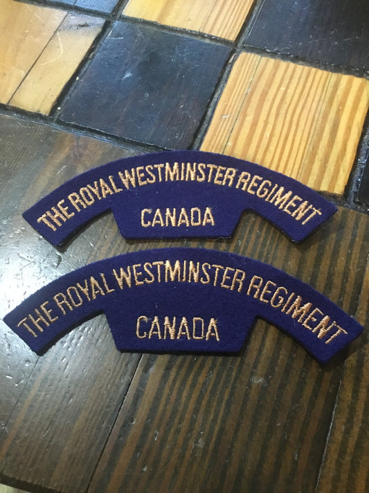 Pair of Canada Army The Royal Westminster Regiment Shoulder Titles