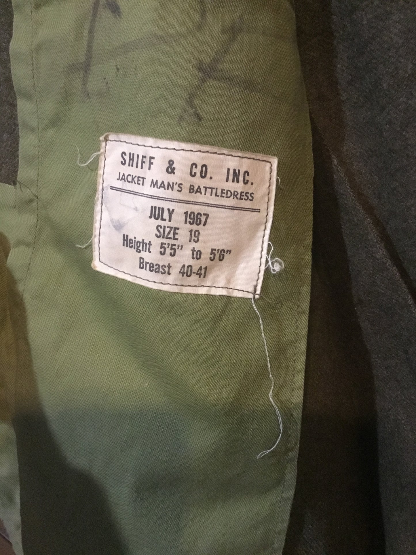 1967 Wool Battle Dress Tunic ,  size Medium