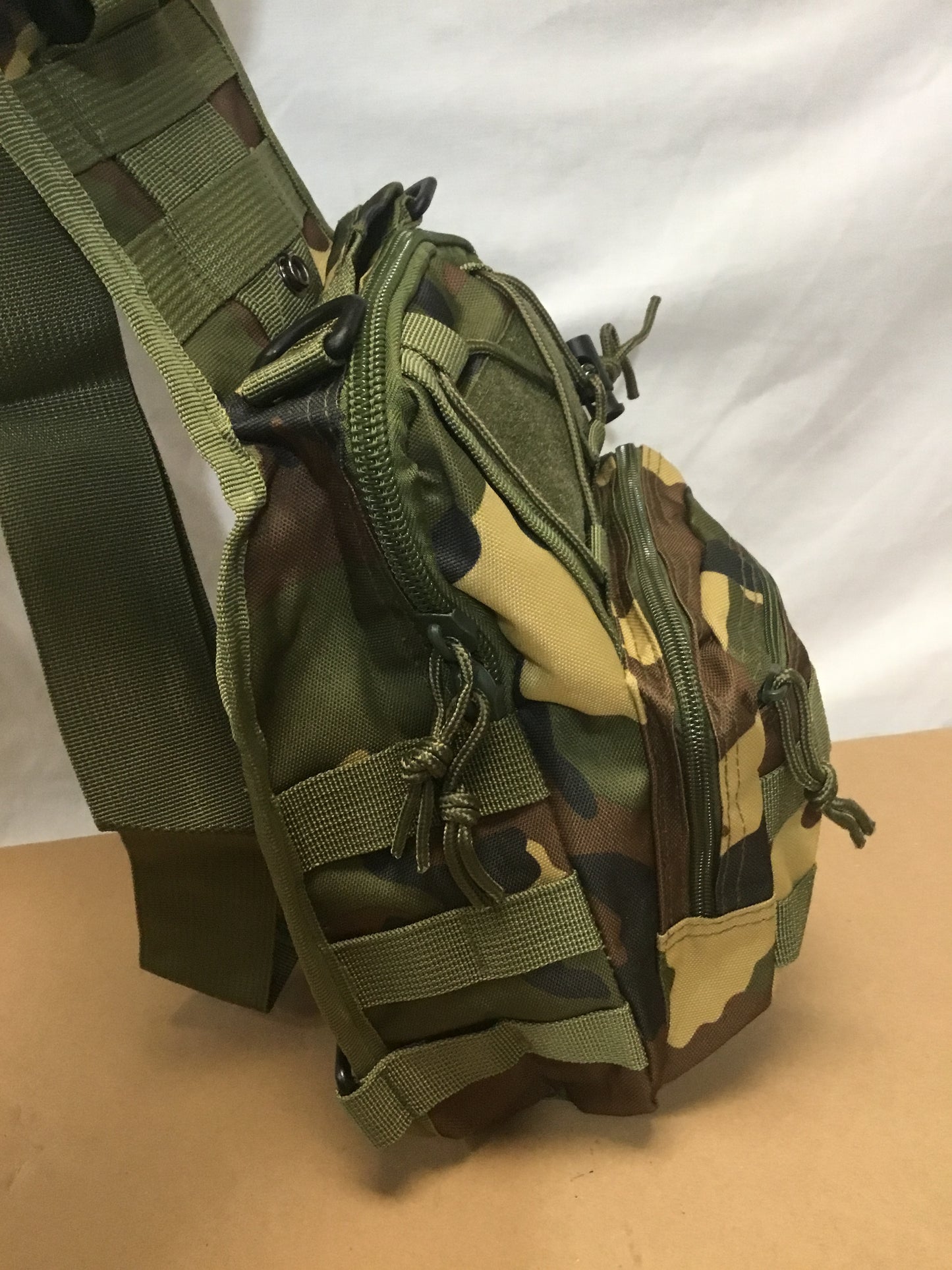New Woodland  Pattern Single Strap small Tactical Shoulder Bag .