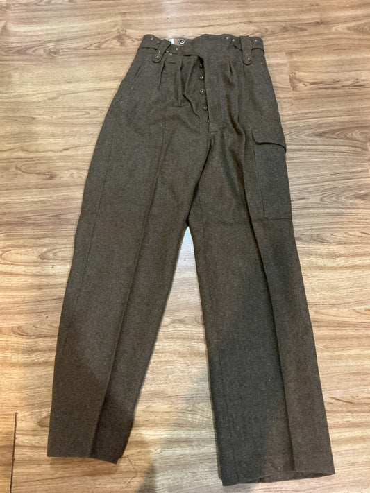 War British Wool Battledress Pants , 1949 pattern size 10 waist measures 30 inches